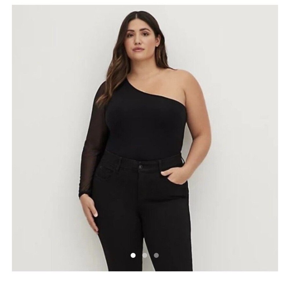 NWT Torrid‎ one shoulder top foxy & mesh black size 3X